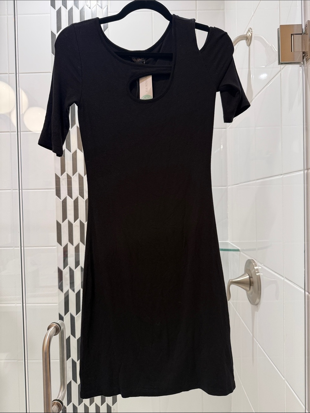 Black Cutout Ribbed Short Sleeve Women's Dress - NWT